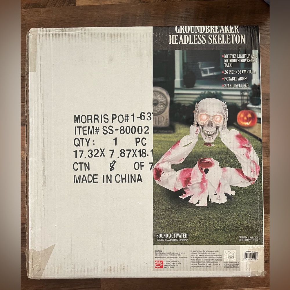 Morris Skeleton 26" Groundbreaker Head Off Skeleton Halloween Prop Spooky Zombie